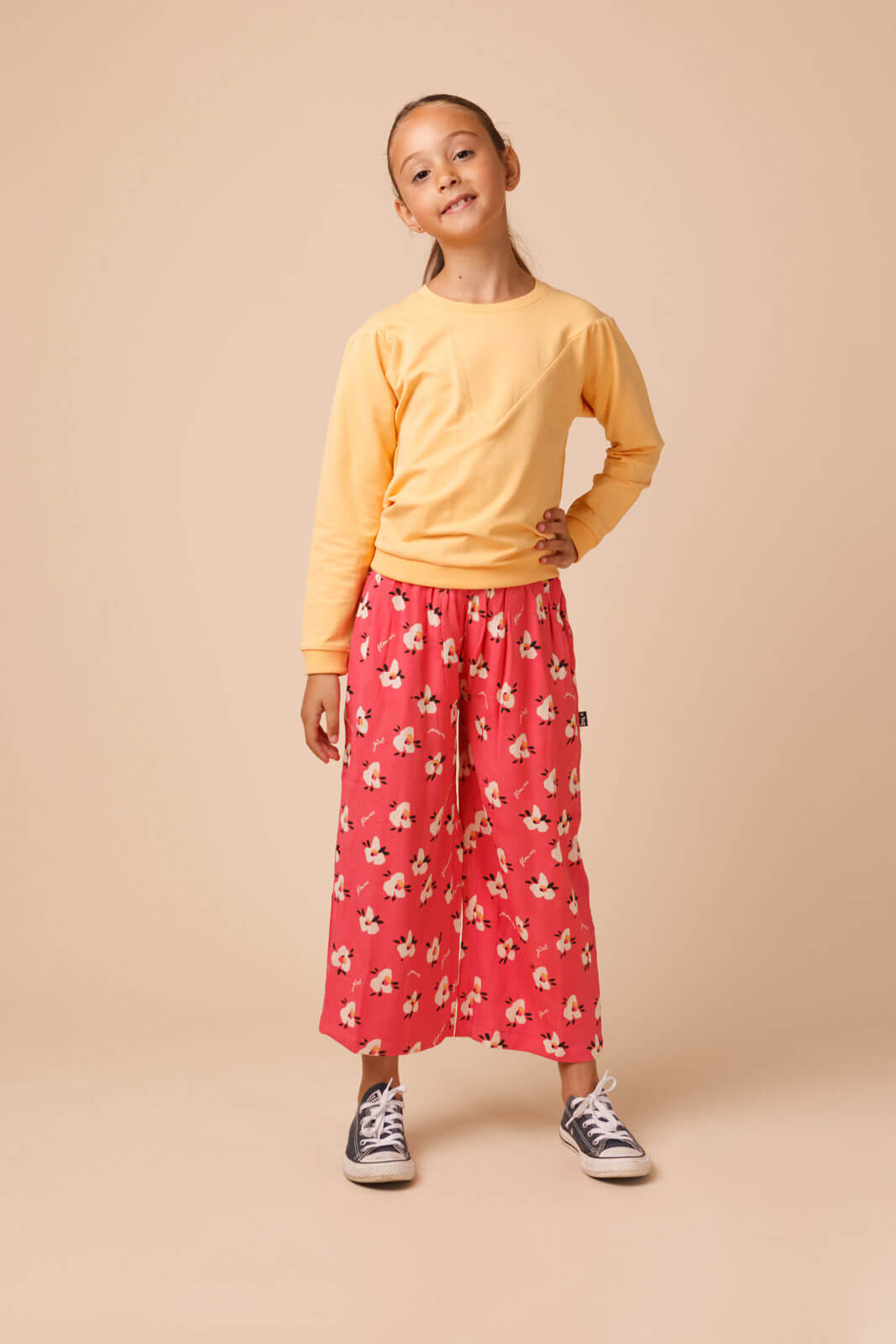 Beangstigend uit vervolging sweater Little Miss Juliette Geel/oranje (Meisjes, Sweaters/Longsleeves ) -  Kleurig4kids